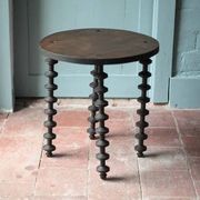 Wooden table with spool legs, coffee table, wooden side table, wooden end table, vintage round table, wooden table.