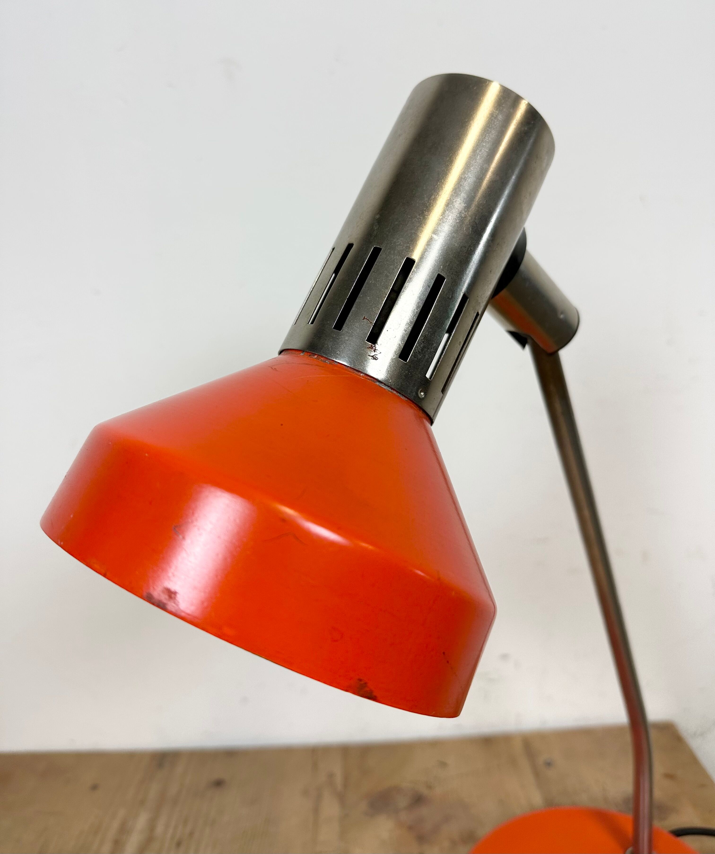 Vintage orange east german table lamp from aka leuchten, 1970s