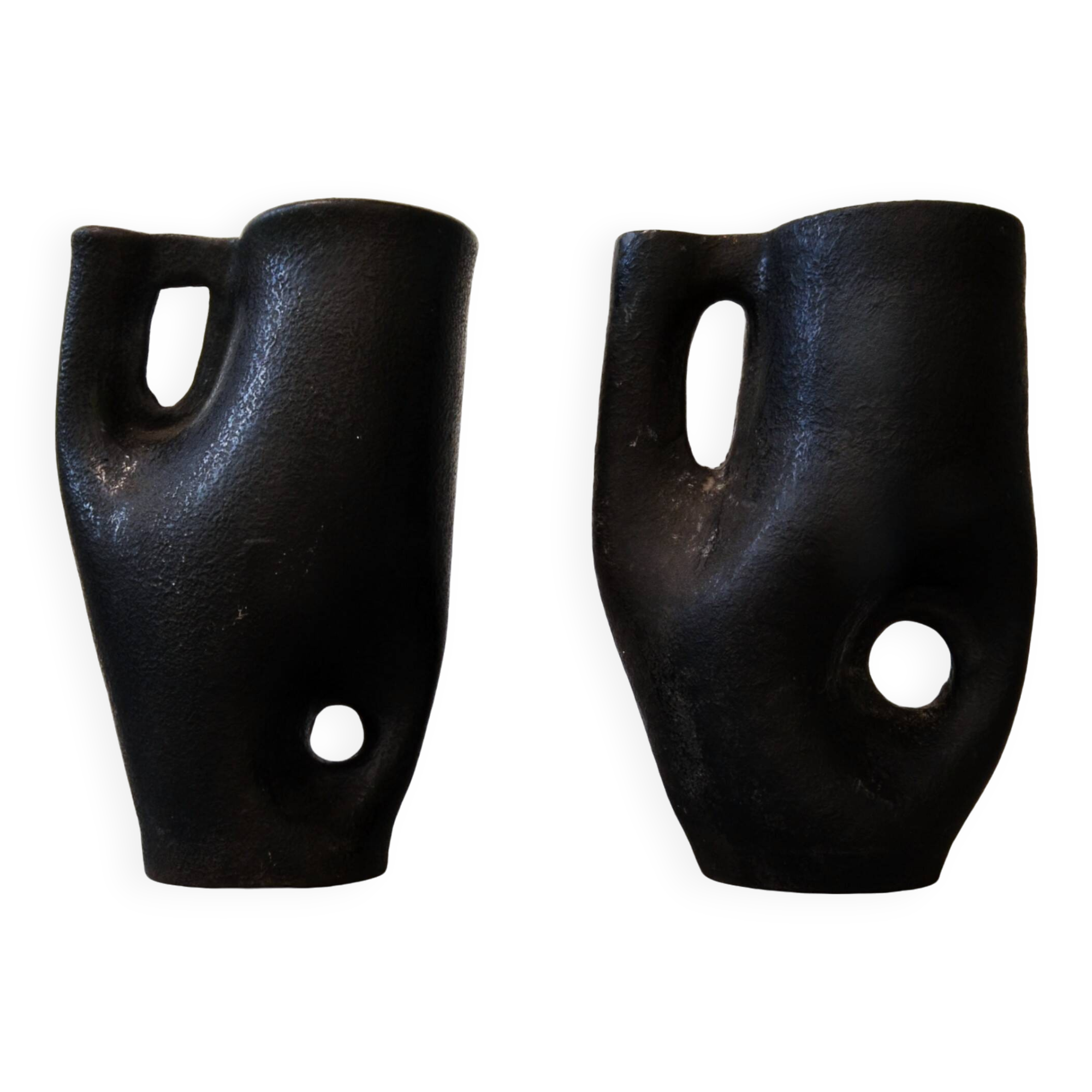 Lot de 2 pichet Korond Terre Cuite Noire Poterie Babos Istvan ?