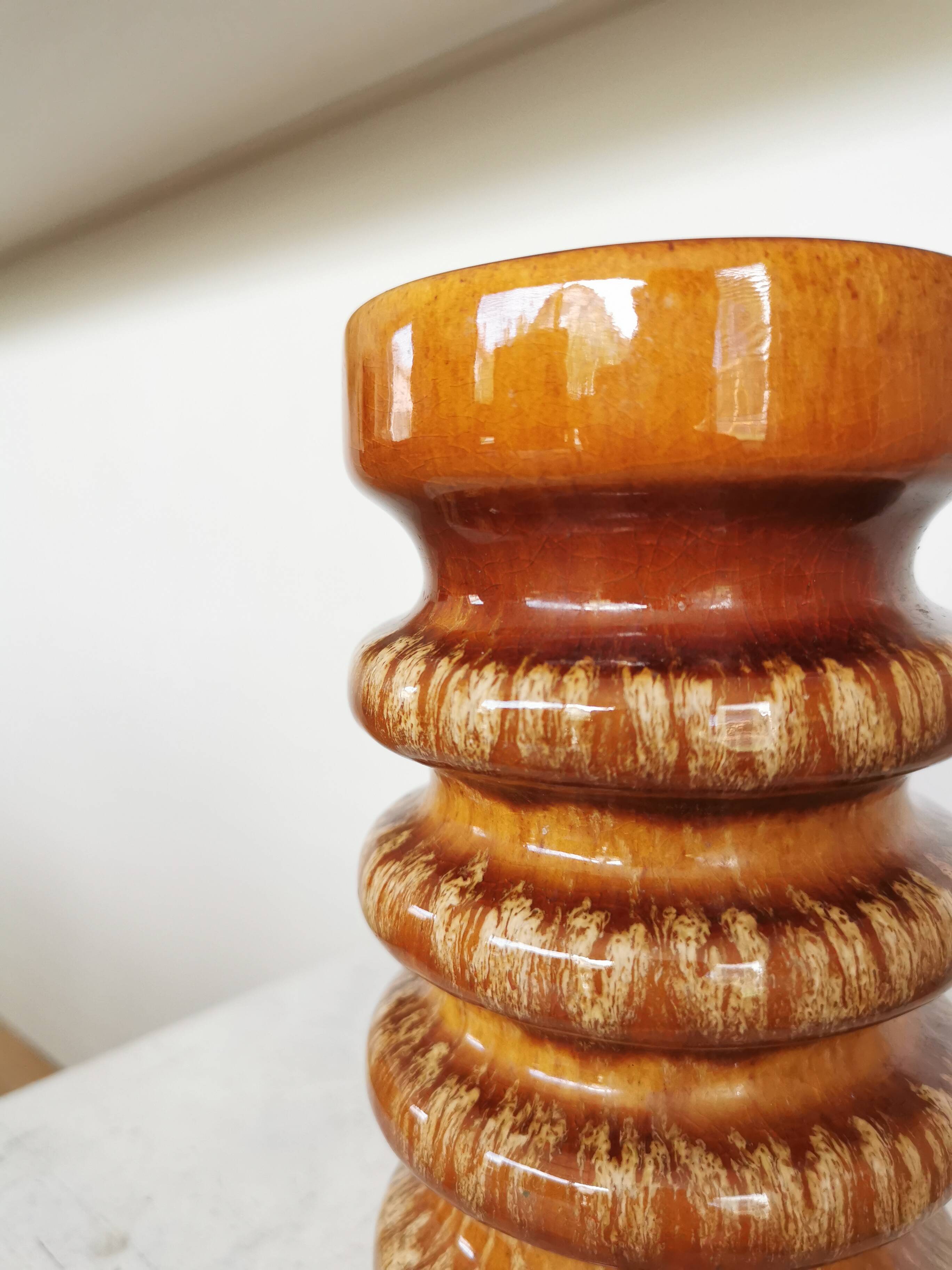 Vase vintage en céramique : poterie ouest-allemande des années 1970