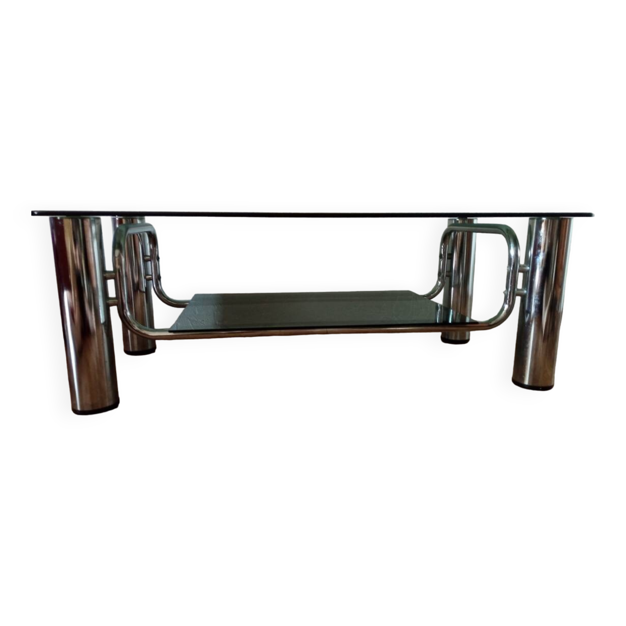 Vintage chrome and smoked glass coffee table