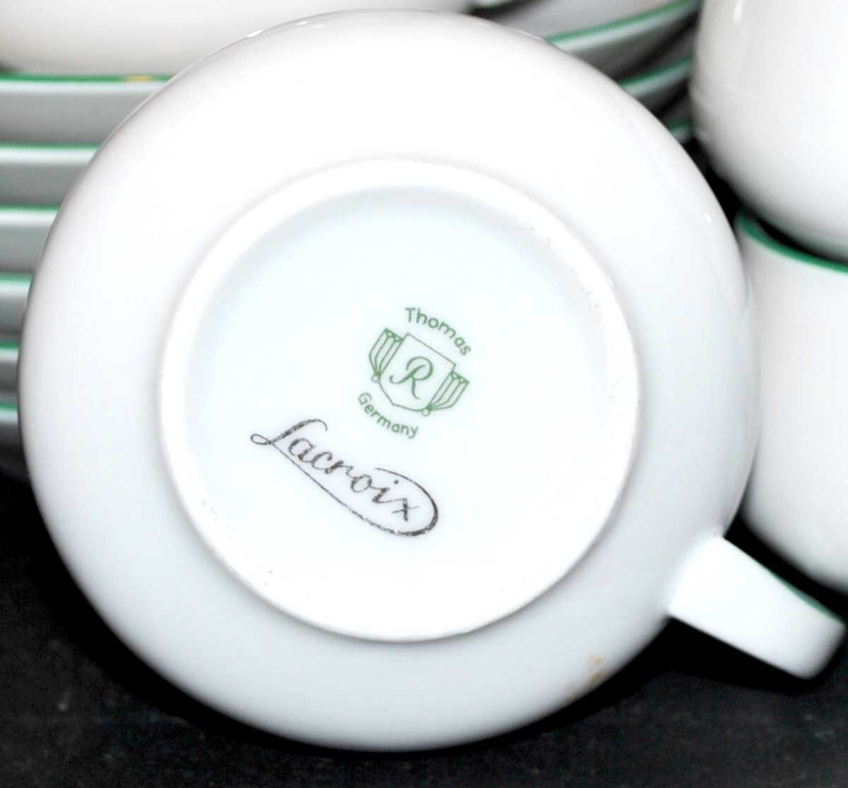Series of 6 porcelain cups by Rosenthal GERMANY - Lacroix Green Turtle Décor