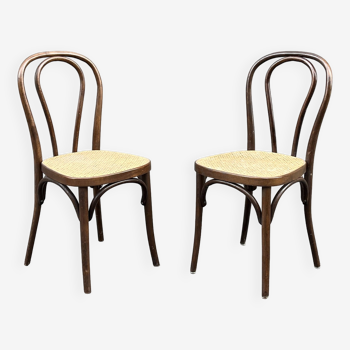 Paire de chaises de bistrot bois courbé vintage