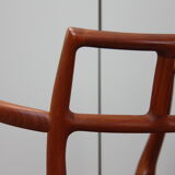 Vintage armchair in teak and black leather - Model 64 - Möller - Denmark '60's