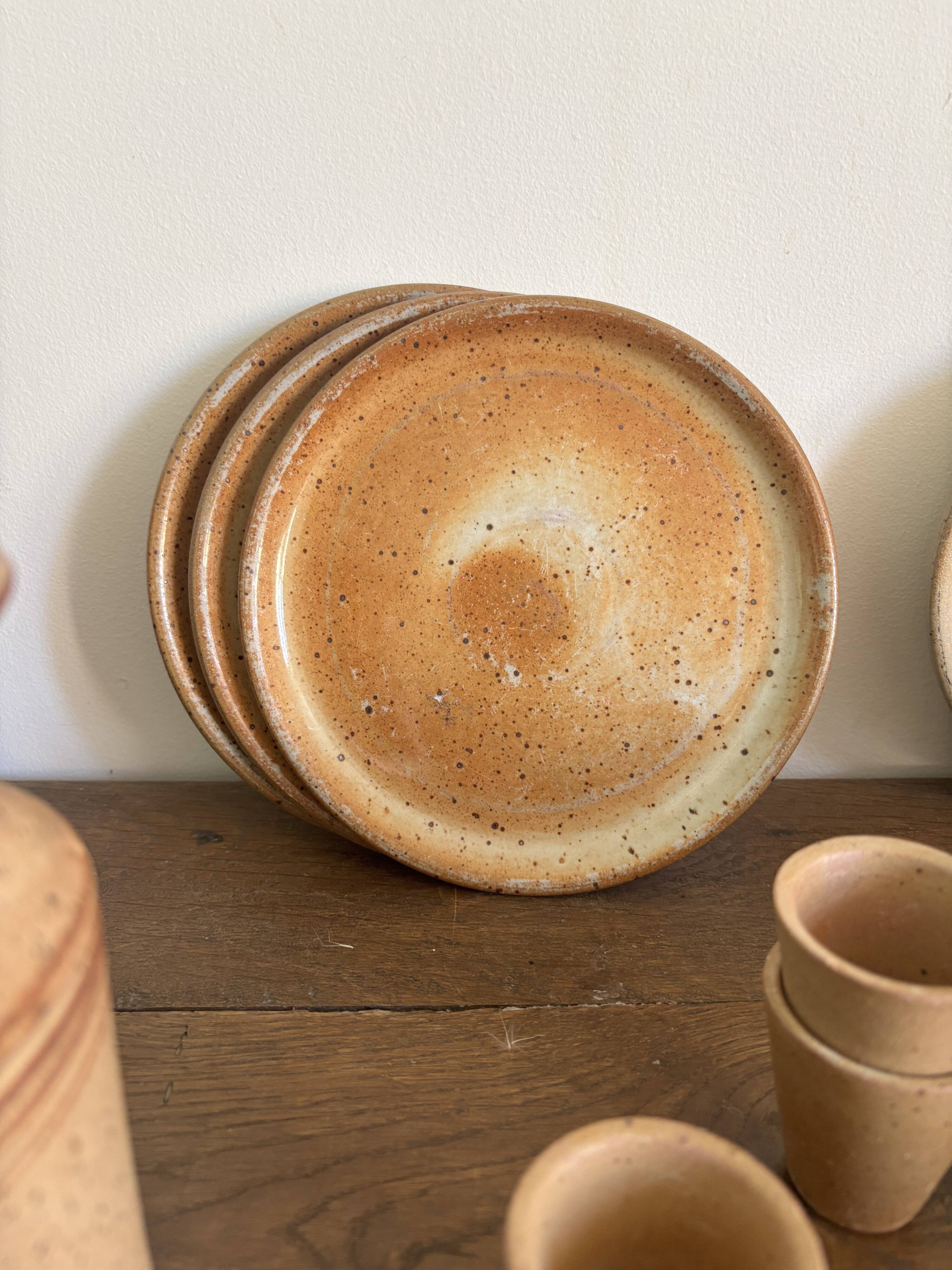 Vintage french stoneware ceramics set – mineral earth