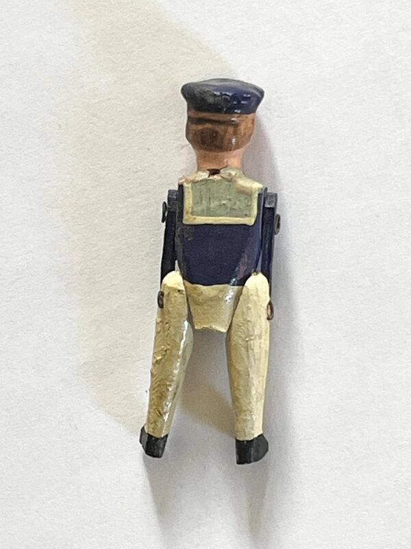 Personnage Marin en bois peint, marque française Radiguet, jouet ancien