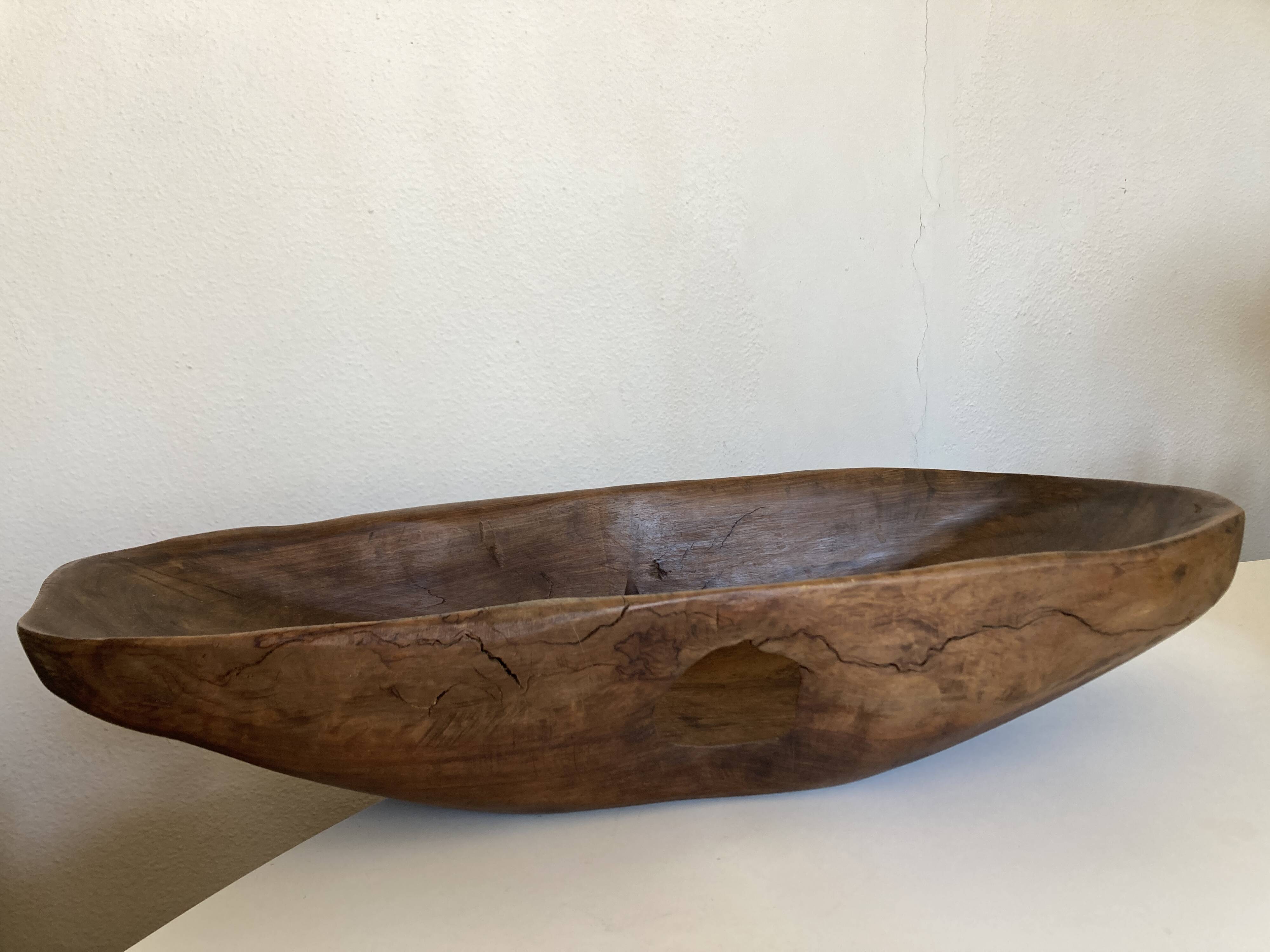 XXXL walnut wood carved centre table 1960 monoxyle