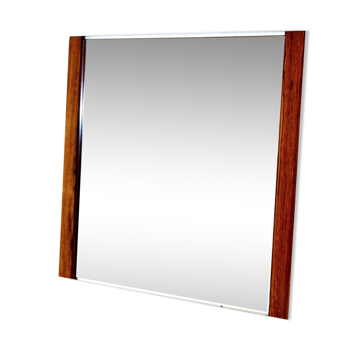 Miroir en palissandre et métal, suède, 1960, 80cm x 80cm