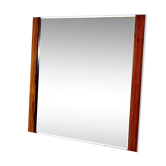 Miroir en palissandre et métal, suède, 1960, 80cm x 80cm
