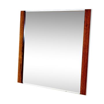 Miroir en palissandre et métal, suède, 1960, 80cm x 80cm