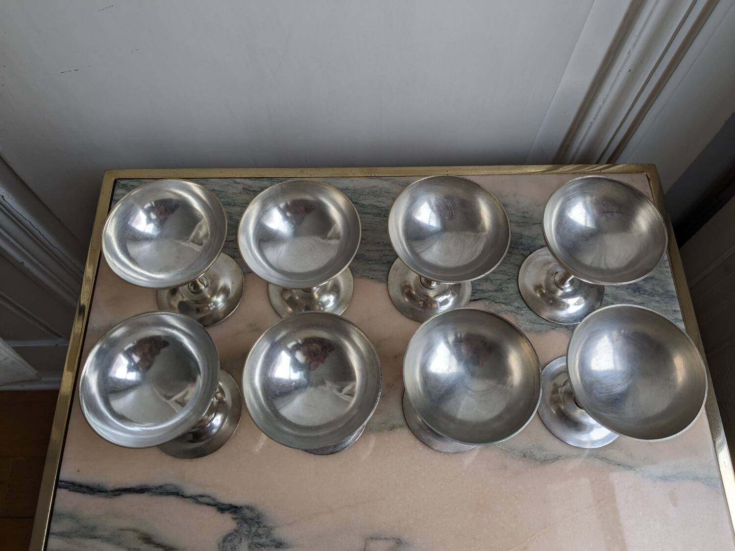 8 metal ice cream cups