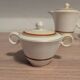 Large Longchamp set in France in earthenware Tea service, serving pieces
