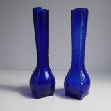 Pair of blue soliflore vases