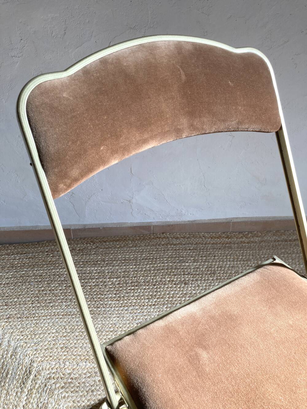 Folding Opera chair in gold-tone metal, 1970s