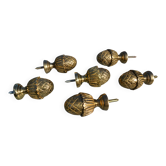 6 old bronze pine cones/handles