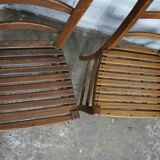 4 original solid oak bistro chairs with openwork seat
