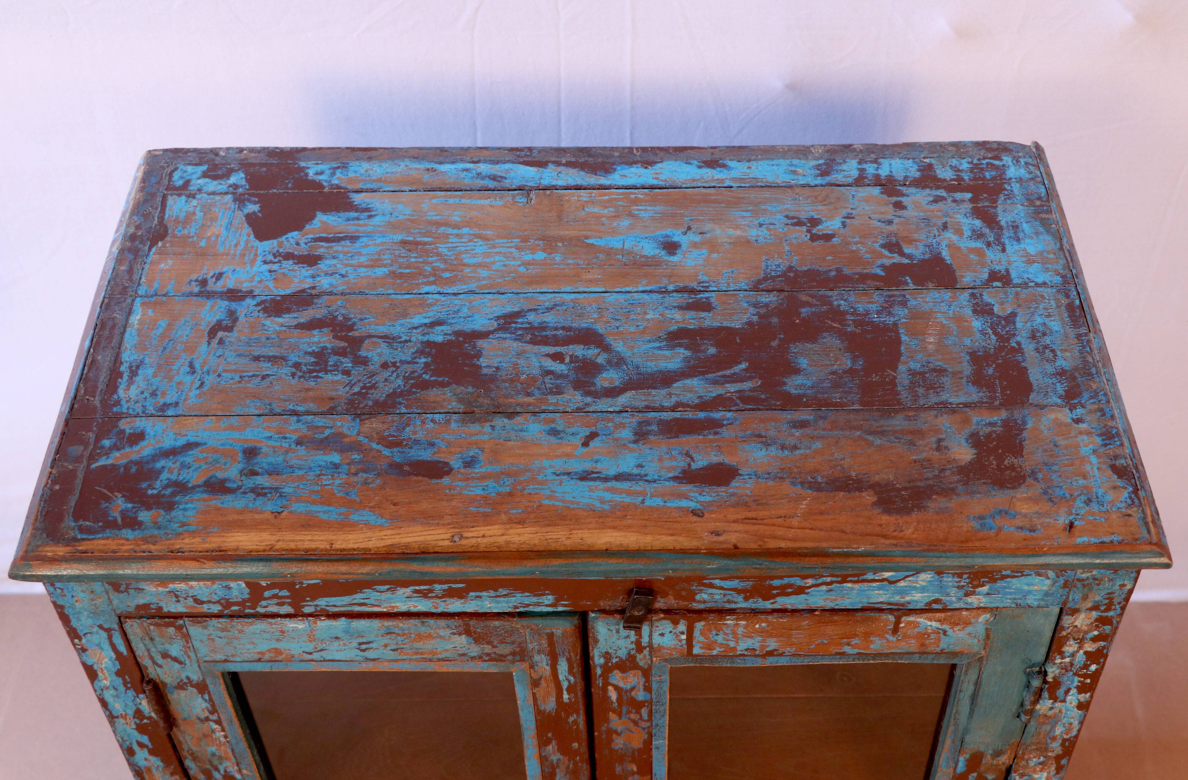 Old Burmese teak pantry original blue patina