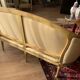 Louis XVI style patinated wooden basket sofa. Pierre Frey fabric. 19th century