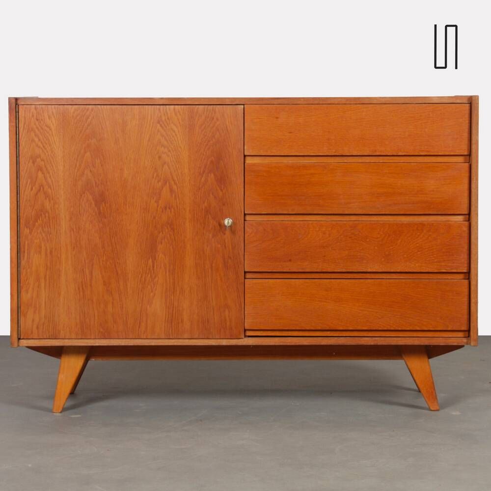 Vintage oak storage by Jiri Jiroutek, model U-458, 1960s