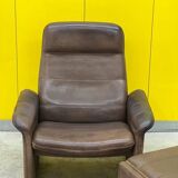 Vintage brown leather ds 50 by de sede, 1960s-1970s + stool