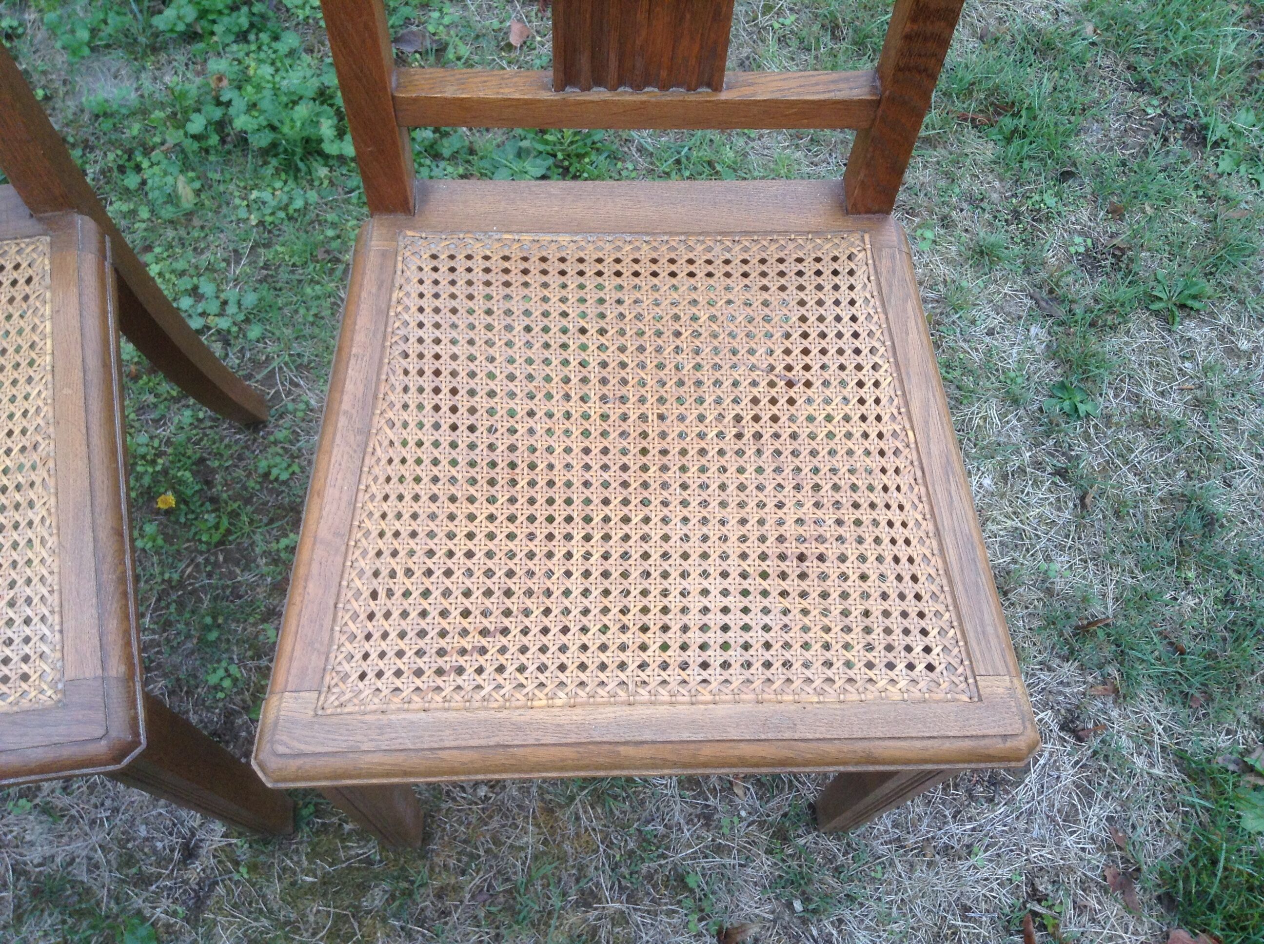 Pair of art deco in caning chairs