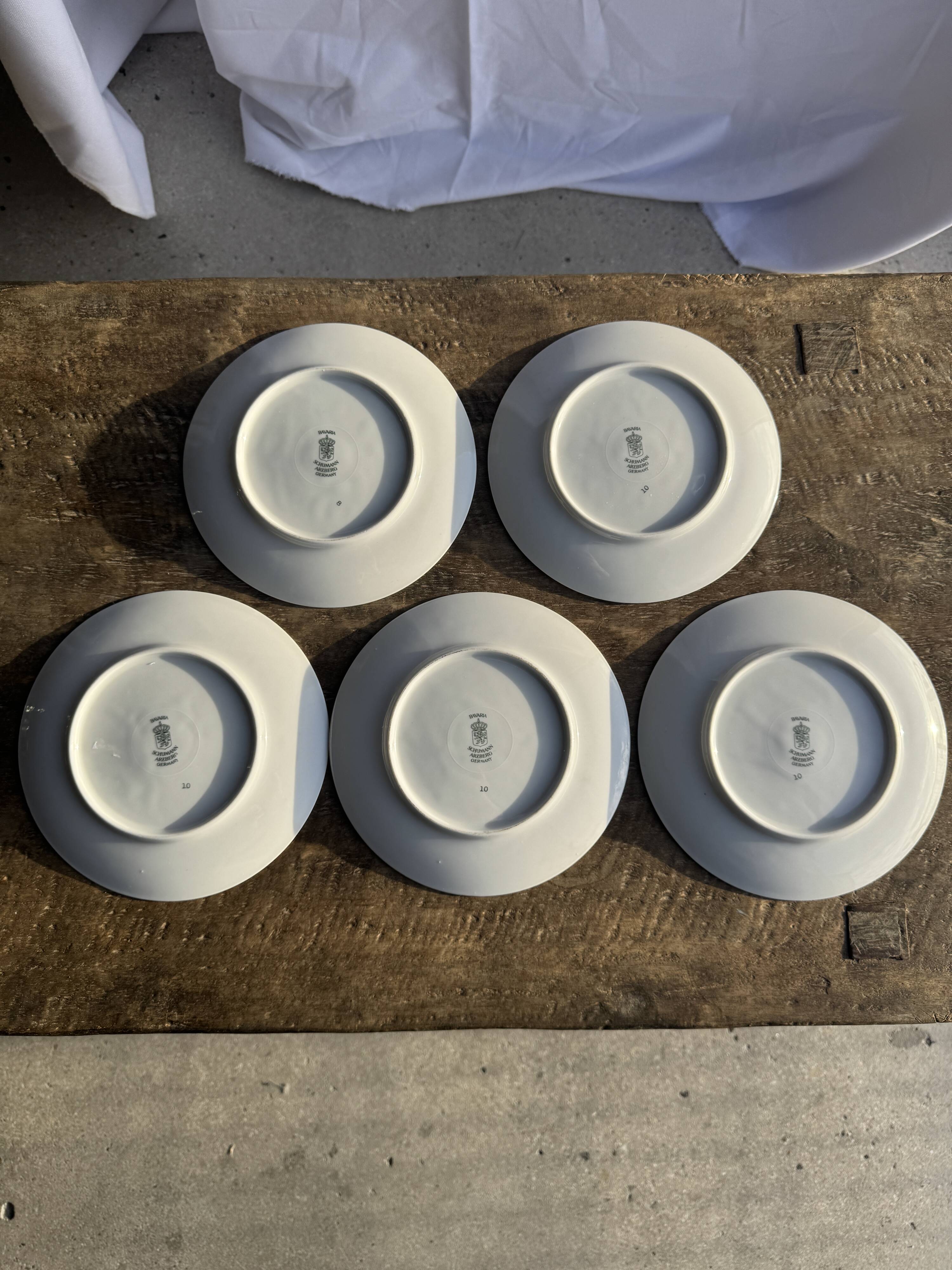 Set of 5 dessert plates with flower patterns Germany Bavaria D19