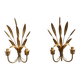 Pair of wall sconces in the shape of a wheat sheaf with two lights.