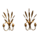 Pair of wall sconces in the shape of a wheat sheaf with two lights.