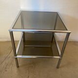 Square coffee table, chrome and smoked glass, 1970s