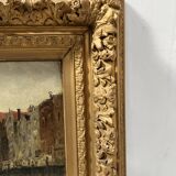 Oil on canvas "View of the city on the canal" by Franck BOGGS 19th century