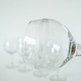 Set of 9 old wine glasses, engraved, 1940