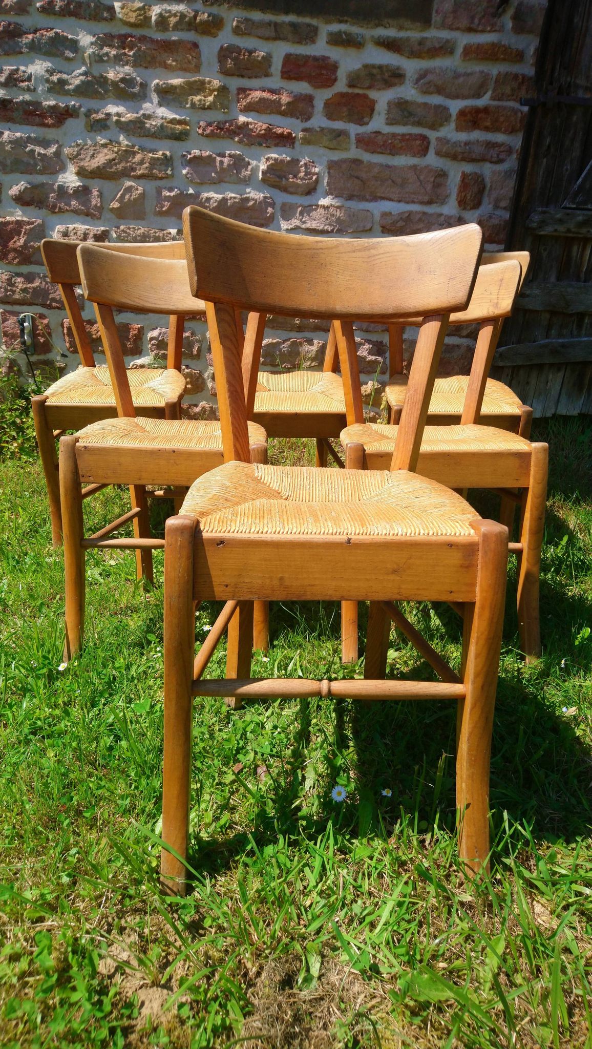 6 bistro chairs in straw and beech