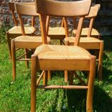 6 beech straw bistro chairs