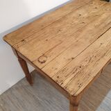 Old solid wood farmhouse table pitchpin turned legs 1 drawer