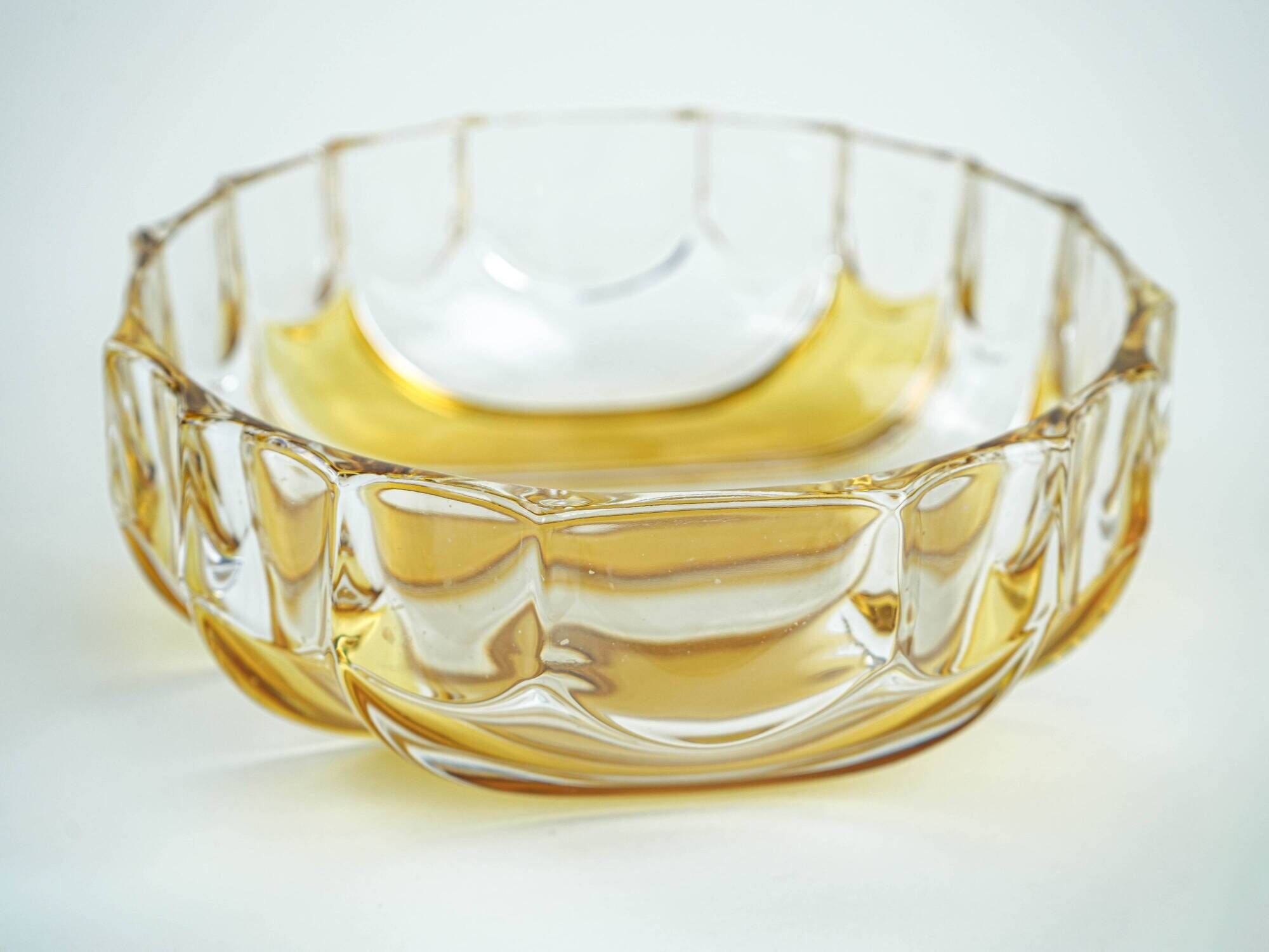 Pressed glass platter by Walther-Glas, geometric pattern, Germany, 1970s