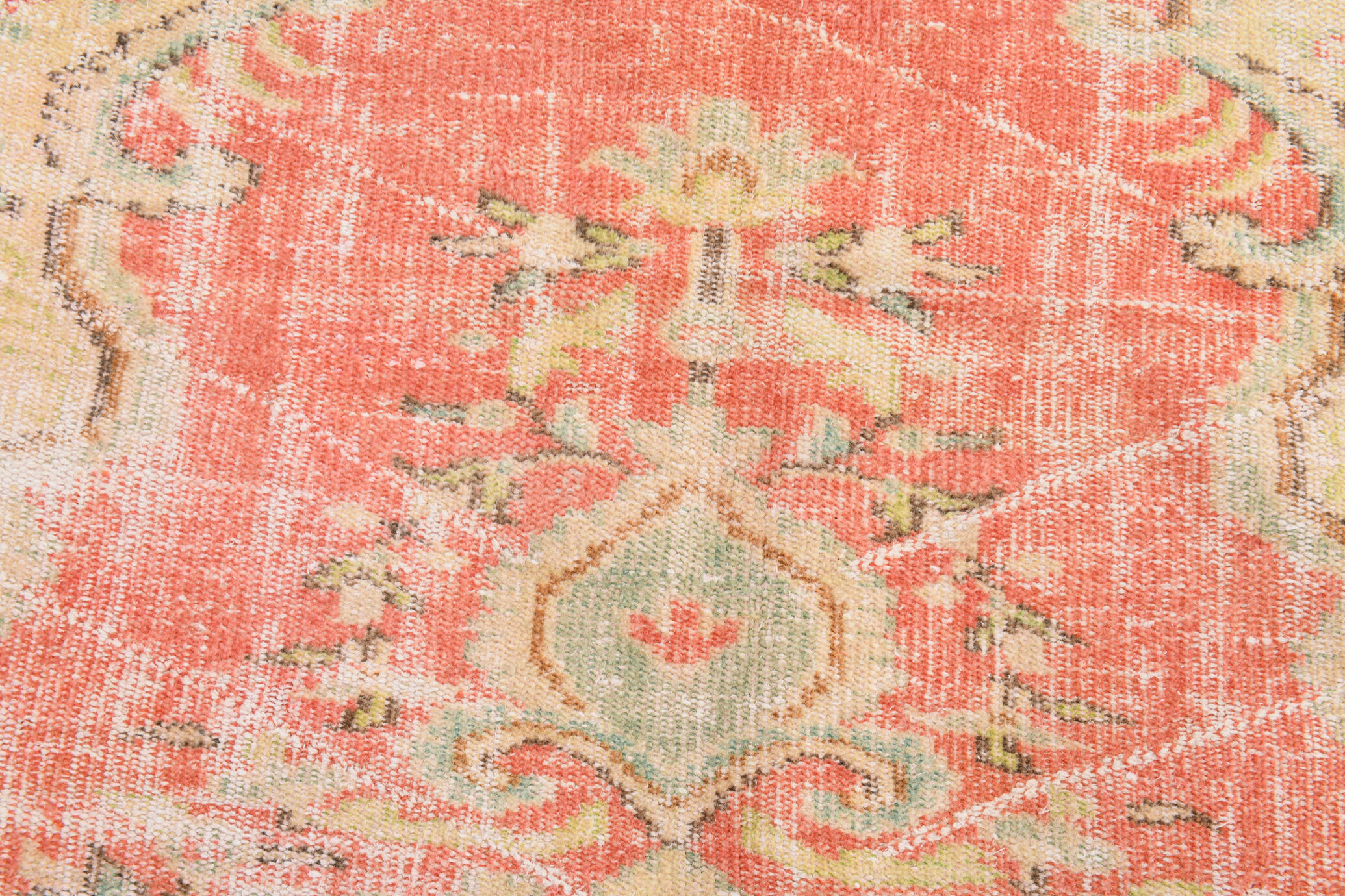 Peach red & beige handmade vintage rug, 175x251cm