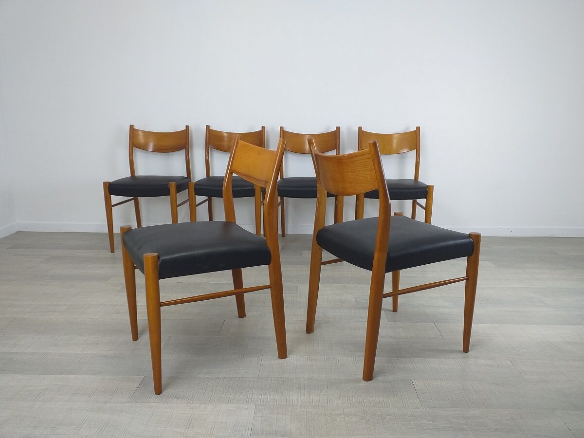 Set of 6 Scandinavian chairs teak 60s vintage