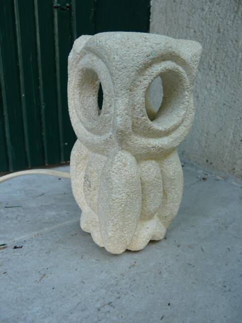 Albert Tormos vintage owl lamp in stone