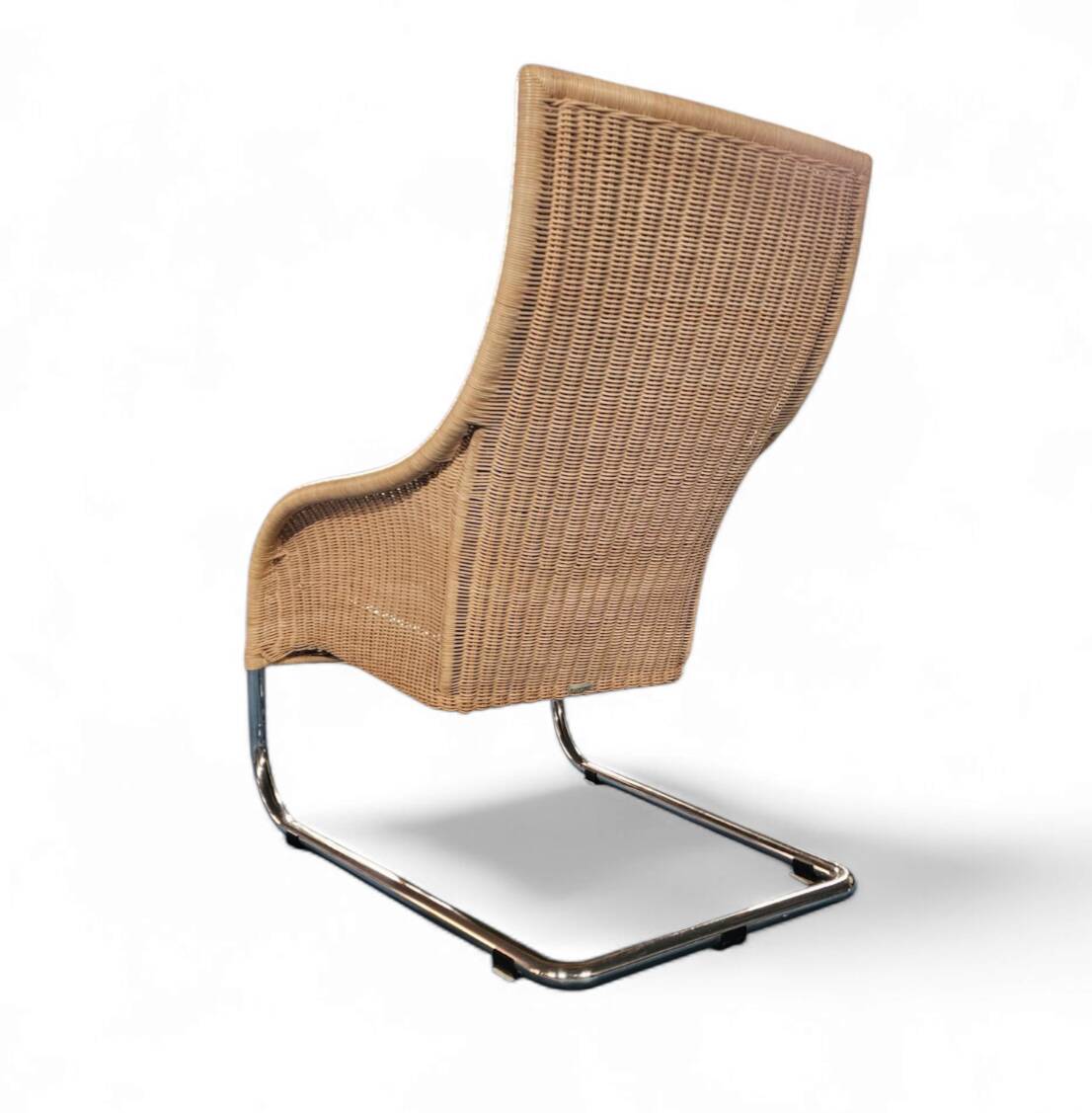 2 x Weighty rattan lounge chair / brown leather 1990s  Very good condition