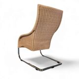 2 x Weighty rattan lounge chair / brown leather 1990s  Very good condition