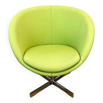 Lounge chair "Planet" by Stokke, chrome and lime green fabric cover, mid-century