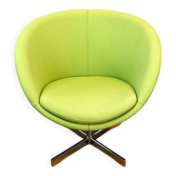 Lounge chair "Planet" by Stokke, chrome and lime green fabric cover, mid-century