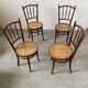 4 anciennes chaises de bistrot début 19 eme Josef Hoffmann bois cannage