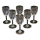 6 old glasses with engraved baccarat crystal wine stems