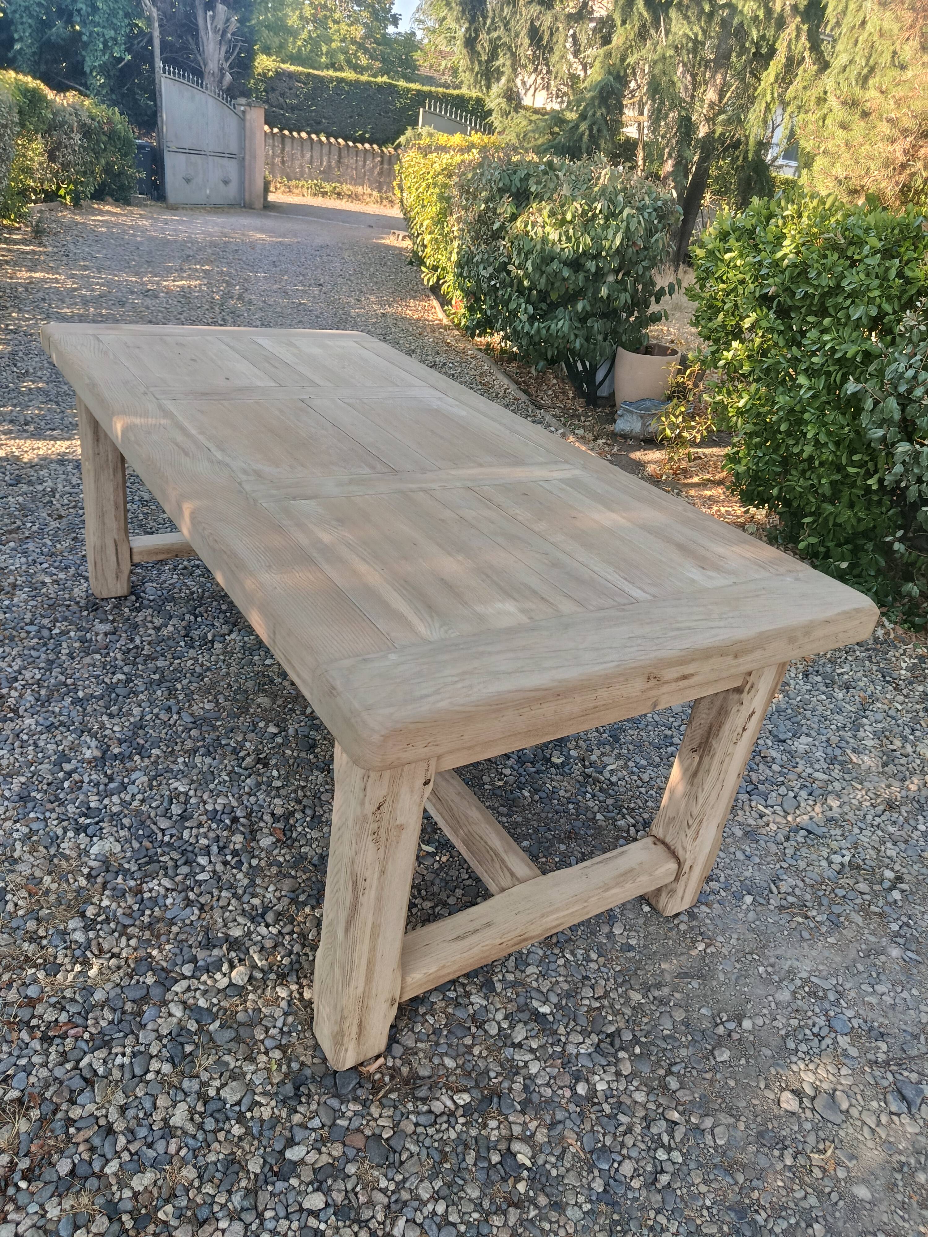 Solid oak farmhouse table with extension