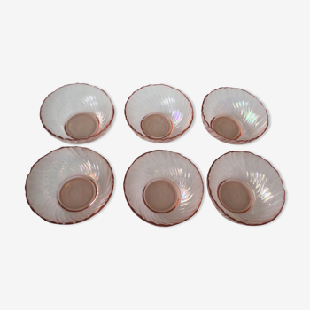 Set of 6 pink glass cups