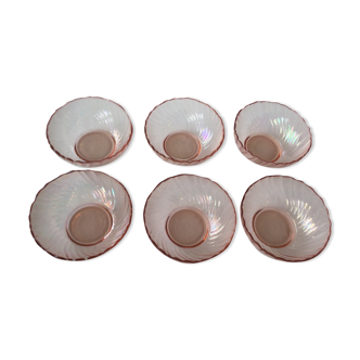 Set of 6 pink glass cups