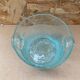 Antique BIOT Style Ice Bucket Blue Bubble Blown Glass Vintage #B620