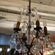 6-light chandelier with crystal pendants on bronze frame, Louis XV style