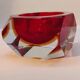 1960s square multifaceted ashtray or catch-all in Murano glass by Flavio Poli for Seguso. Made in Italy.